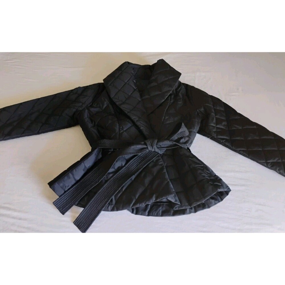 Marie Oliver Lark Quilted Jacket Kimono Women's Peplum Black Size S EUC